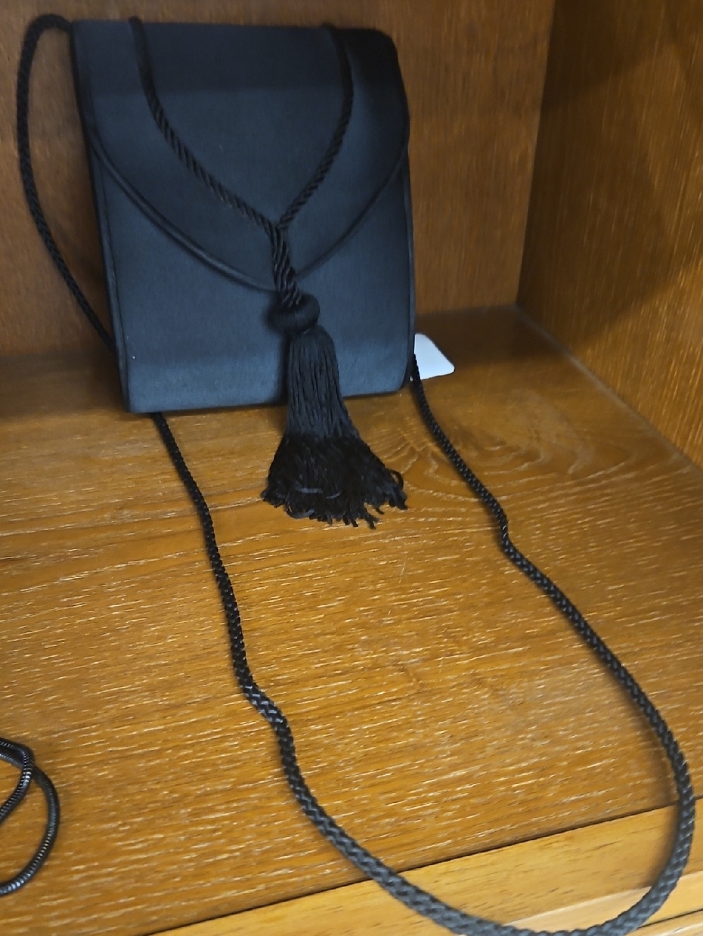 Black Tassel Crossbody Bag - Sleek Evening Style